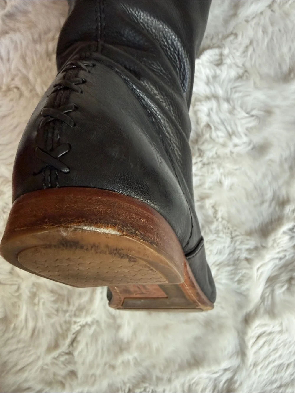 Frye Black Leather Over-the-Knee Zip Boots
